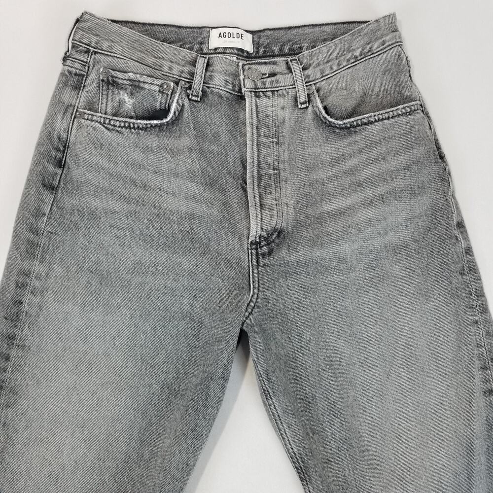 AGOLDE 90s Crop Jeans Womens 27 Gray High Rise Straight Raw Hem Organic - Picture 6 of 11